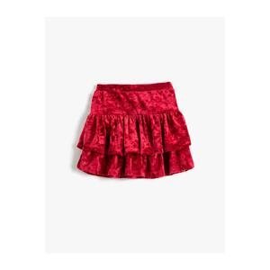 Koton Velvet Skirt Ruffle Tiered