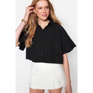 Trendyol Black Knitted Shirt with Detailed Sleeves