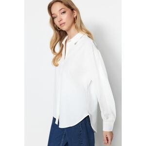 Trendyol Ecru Basic Woven Cotton Shirt