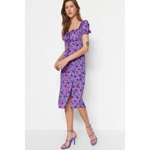 Trendyol Purple Belted Double Breasted Satin Mini Woven Dress