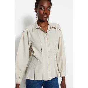 Trendyol Beige Waist Fitted Woven Shirt