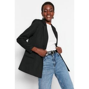 Trendyol Black Woven Lined Double Breasted Closure Blazer Jacket