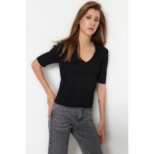 Trendyol Black Polo Collar Basic Knitwear Sweater