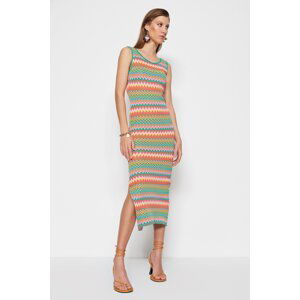 Trendyol Green Maxi Knitwear Color Block Dress