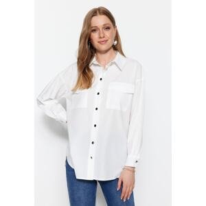 Trendyol Ecru Shirt With Back Detail, Woven Cotton Cotton