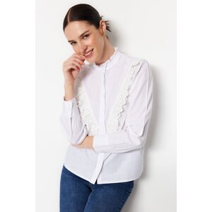 Trendyol White Lace Cotton Woven Shirt