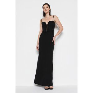 Trendyol Black Body-fitting Woven Long Evening Evening Dress