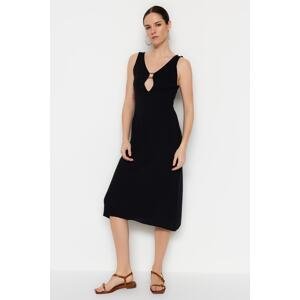 Trendyol Black Midi Knitwear Buckle Detailed Dress