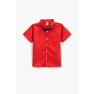 Koton Shirt with Bow Tie Short Sleeved One Pocket