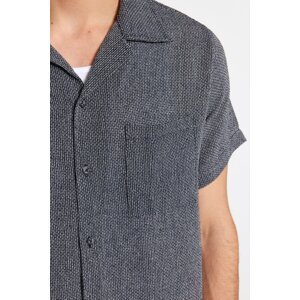 Trendyol Navy Blue Relax Fit Linen Textured Summer Shirt