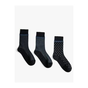 Koton Basic Set of 3 Crepe Socks, Geometric Pattern