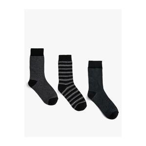 Koton Basic Set of 3 Crepe Socks, Geometric Pattern