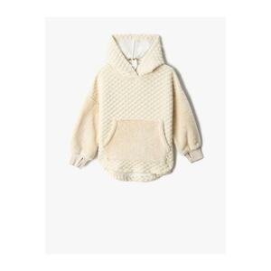 Koton Basic Plush Sweatshirt Quilted Hooded Kangaroo Pocket