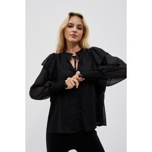 Shirt with tied neckline and ruffles