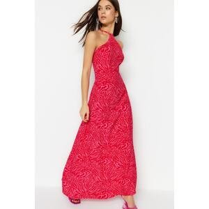 Trendyol Pink Straight Cut Maxi Woven Decollete Woven Dress