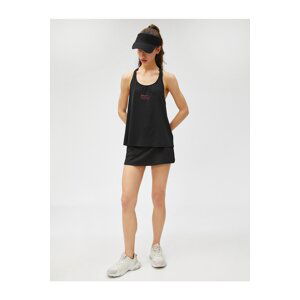 Koton Athlete Tank Top with Piping Detail Halter Collar Printed