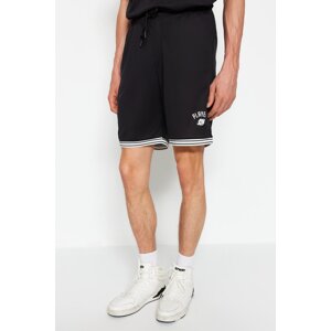 Trendyol Black Men's Regular/Regular Cut Shorts with Printed Text