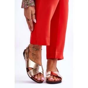 leather sandals with Velcro Gold Addison