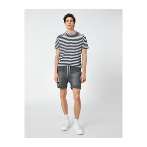 Koton Denim Shorts with Lace-Up Waist, Pocket Detailed Cotton.