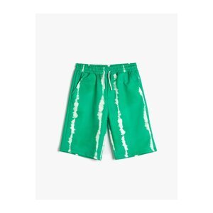Koton Tie Waist Patterned Tie Dye Shorts With Pockets