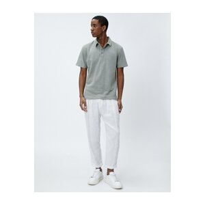 Koton Polo Neck T-Shirt Textured Buttoned Short Sleeve Cotton