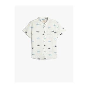 Koton Shirt Short Sleeve Cotton Printed Pocket Detail
