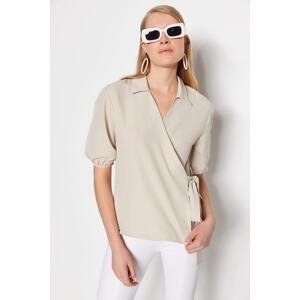 Trendyol Stone Double Breasted Woven Blouse