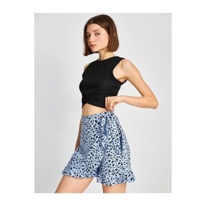 Koton Mini Shorts Skirt Patterned Frilly Tie Detail