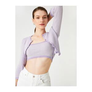 Koton Crop Cardigan 3/4 Sleeve Button Knit