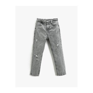 Koton Relaxed Cut Jeans with Elastic Waist - Mom Jean