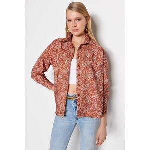 Trendyol Camel Woven Shawl Patterned Shirt