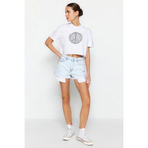 Trendyol Light Blue Wear High Waist Denim Shorts