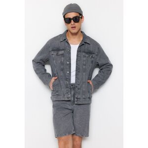 Trendyol Grey Pánska Slim Fit džínsová džínsová bunda TMMNSS23CE00022