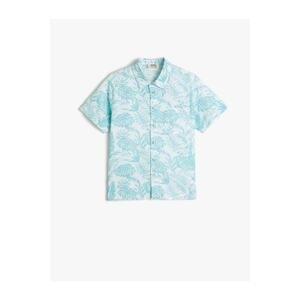 Koton Short Sleeve Shirt Floral Printed Cotton Pocket Detailed