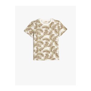 Koton T-Shirt Short Sleeve Crew Neck Leaf Printed Cotton