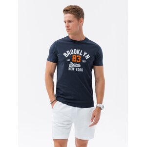 Bavlnené tričko Ombre s pánskou potlačou - námornícka modrá
