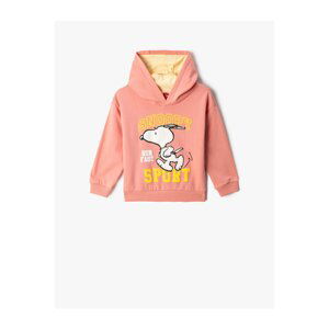 Koton Snoopy Printed Licensed Hooded Sweatshirt Cotton Long Sleeve