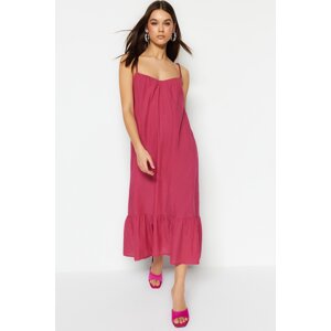 Trendyol Fuchsia Straight Cut Woven Maxi Skirt Flounce Woven Dress