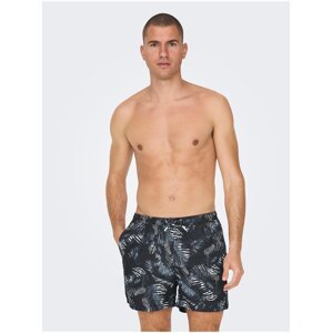 Dark blue mens patterned swimwear ONLY & SONS Ted - Men