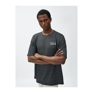 Koton Motto Printed T-Shirt Textured Crew Neck Short Sleeve