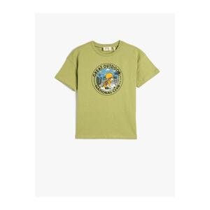 Koton T-Shirt Tiger Printed Short Sleeve Crew Neck Cotton
