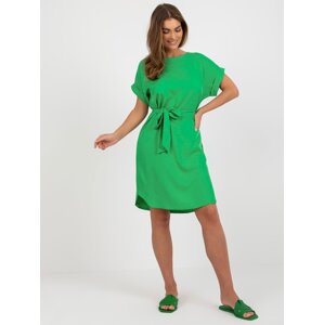 Green dress RUE PARIS with short sleeves