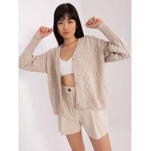 Light beige sweater with large buttons