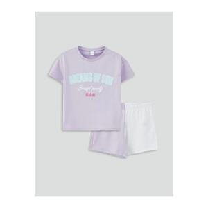 LC Waikiki Kids Crew Neck Printed Short Sleeved Girls' Shorts Pajamas Set