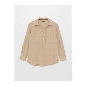 LC Waikiki Women's Shirt Collar Plain Long Sleeve Oxford Blouse