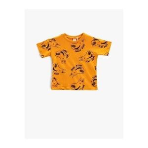 Koton Baby Boy Short Sleeve T-Shirt Crew Neck Dog Printed