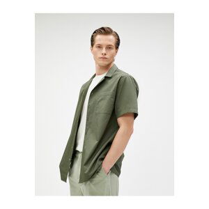 Koton Short Sleeve Shirt Turndown Collar Pocket Detailed Cotton