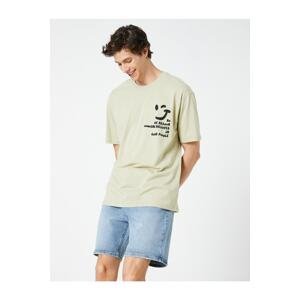 Koton Oversize T-Shirt Motto Printed Crew Neck Short Sleeve Cotton