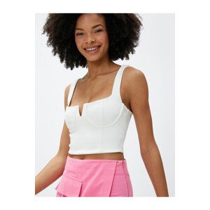 Koton Crop Bustier Underwire Square Collar Window Detailed.