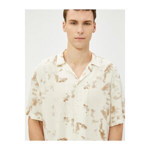 Koton Summer Shirt with Short Sleeves, Turndown Collar Abstract Print Detail Viscose Fabric.